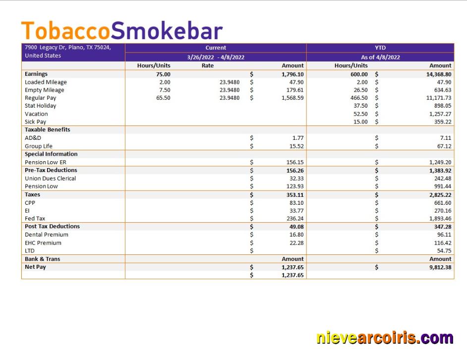 tobacco company earning statement